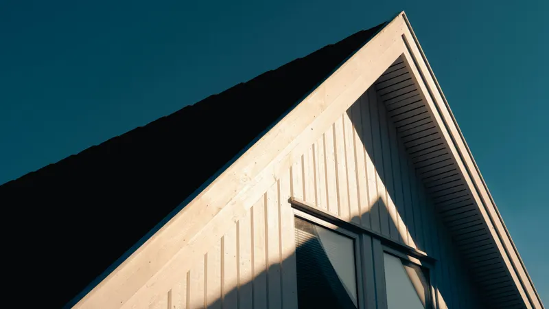 Rhino Roofing and Exteriors project — Aframe Goldenhour Hero — Pleasant Grove, UT