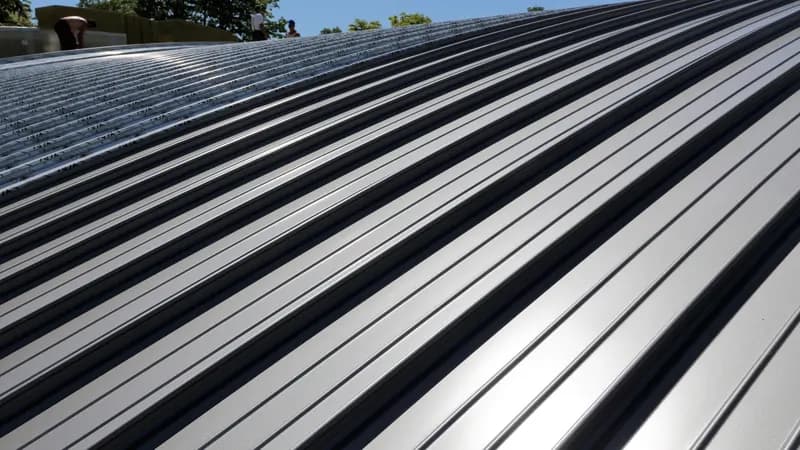 Close-up of standing seam metal roof panel detail